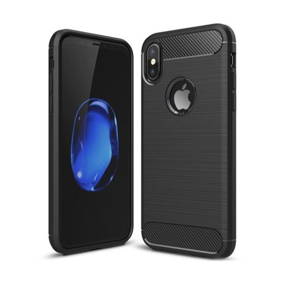 iPaky iPhone X/Xs Slim Carbon Flexible ujjlenyomatmentes hátlap, tok, fekete
