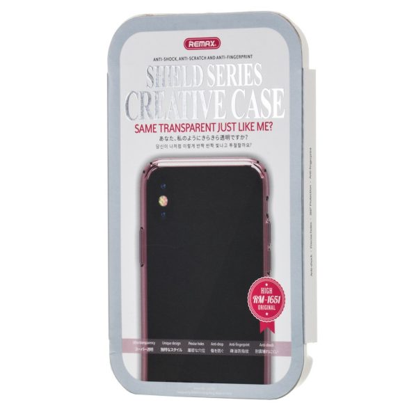Remax iPhone X/Xs Crystal Shield hátlap, tok, rózsaszín