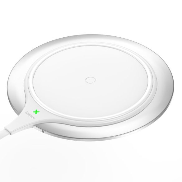 Baseus Metal Qi Wireless Charger, univerzális asztali vezeték nélküli töltő, 2A, 10W, fehér