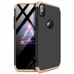   Full Body Case 360 iPhone Xs Max, hátlap, tok, logo szabadon, fekete-arany