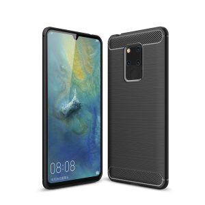 Carbon Case Flexible Huawei Mate 20 hátlap, tok, fekete