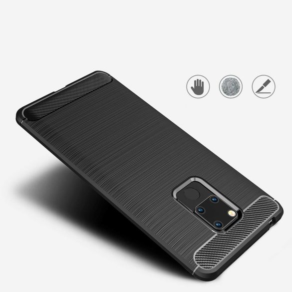 Carbon Case Flexible Huawei Mate 20 hátlap, tok, fekete