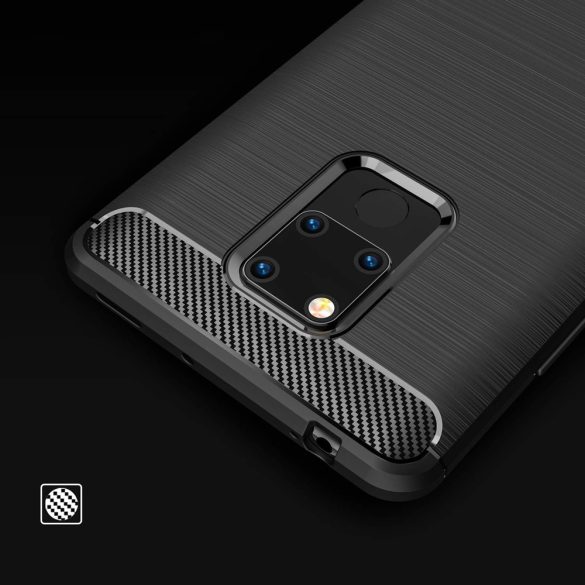 Carbon Case Flexible Huawei Mate 20 hátlap, tok, fekete