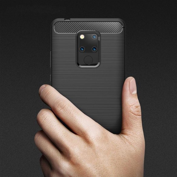 Carbon Case Flexible Huawei Mate 20 hátlap, tok, fekete