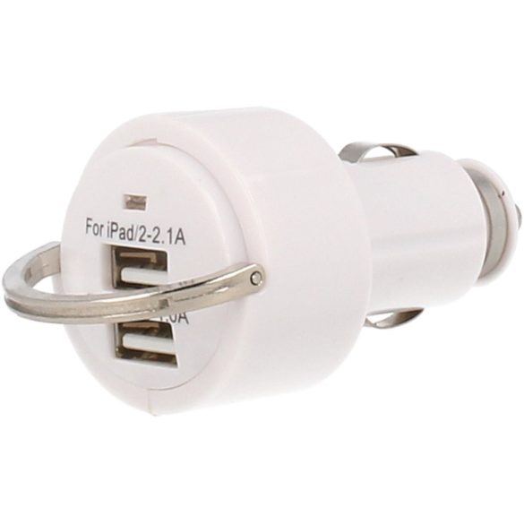 Univerzális autós töltő Dual-USB, 3,1A, fehér