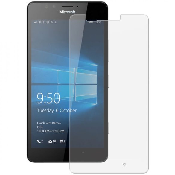 Nokia Lumia 950 kijelzővédő edzett üvegfólia (tempered glass) 9H keménységű (nem teljes kijelzős 2D sík üvegfólia), átlátszó